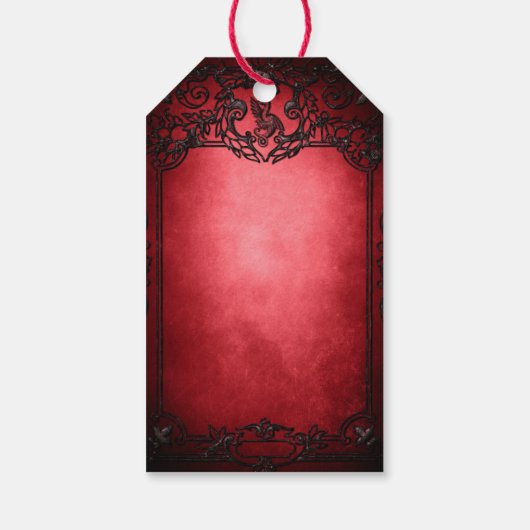 Elegant Gotisch Rustiek Rood Cadeaulabel (Achterkant)