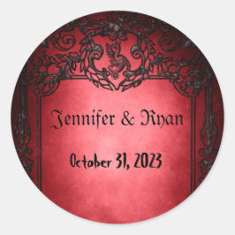 Elegant Gotisch Rustiek Rood Ronde Sticker