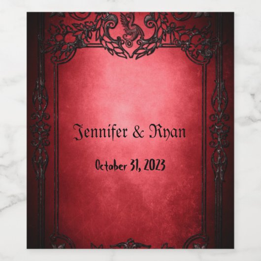 Elegant Gotisch Rustiek Rood Wijn Etiket (Enkel label)