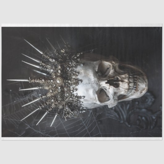 Elegant Gotisch Skelet Schedel Decoupage Tissuepapier (Voorkant)