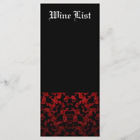 Elegant Gotisch thema bruiloft receptie menu (Achterkant)