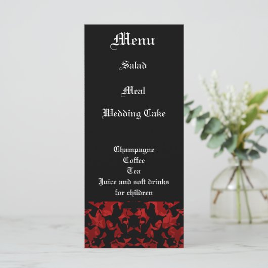 Elegant Gotisch thema bruiloft receptie menu (Staand voorkant)