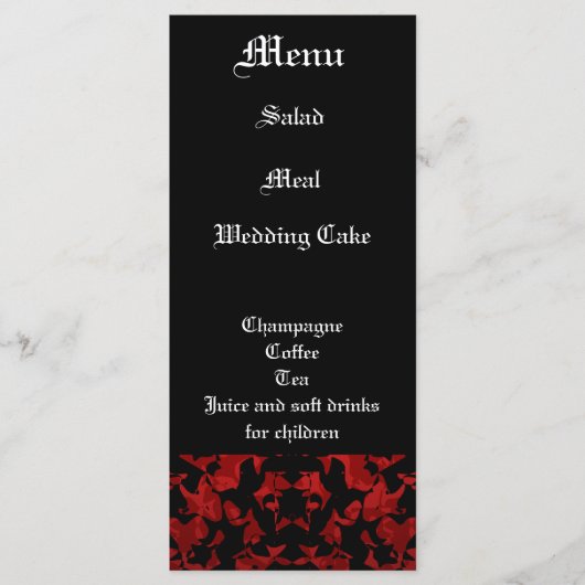 Elegant Gotisch thema bruiloft receptie menu (Voorkant)