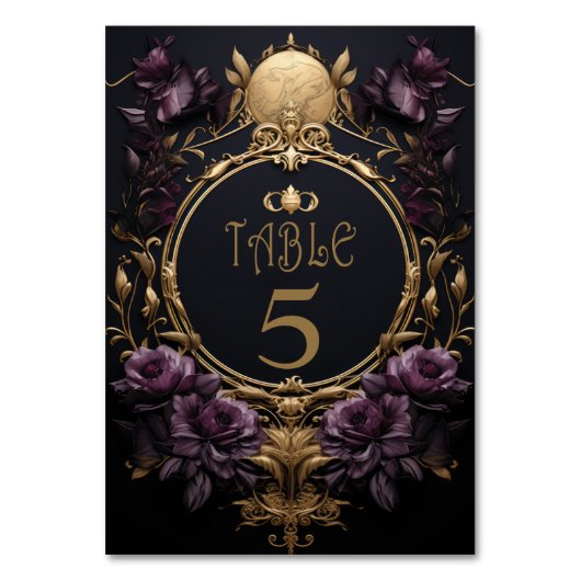 Elegant Gotisch Trouwtafel Nummer Kaart (Achterkant)