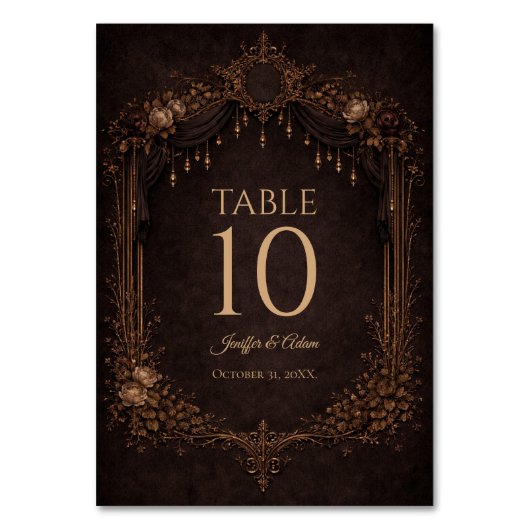 Elegant Gotische Halloween Bruiloft Tafelnummer (Voorkant)