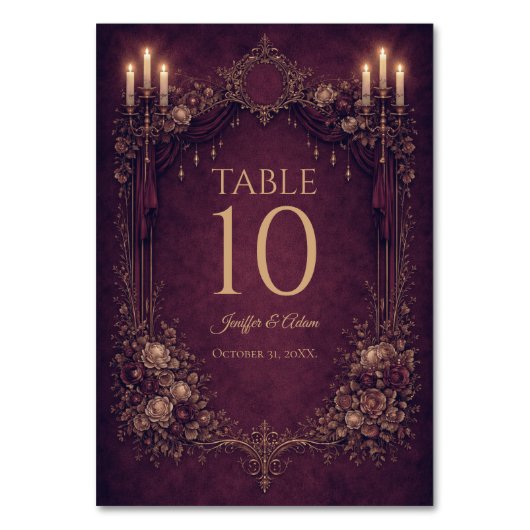 Elegant Gotische Halloween Bruiloft Tafelnummer (Voorkant)