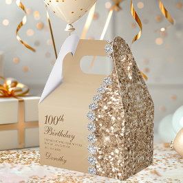 Elegant goud 100ste verjaardag bedankdoosjes