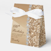 Elegant goud 100ste verjaardag bedankdoosjes (Voorkant Zijde)