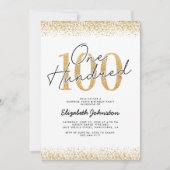 Elegant Goud 100ste Verjaardagsfeest Kaart (Voorkant)