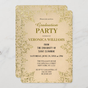 Elegant  Goud 2025 Afstudeerfeest Kaart