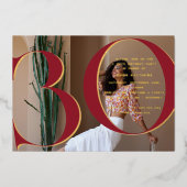 Elegant goud | 30e verjaardag Party Foto Folie Uitnodiging (Voorkant)