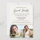 Elegant goud 3 foto kalligrafie afstudeerfeest kaart (Achterkant)