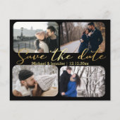 elegant goud 4 foto's collage zwart behalve datum (Voorkant)