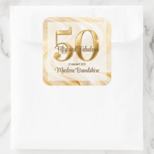 Elegant Goud 50 en Prachtige Verjaardag Vierkante Sticker