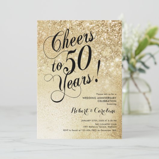 Elegant Goud 50e Jubileum Kaart (Staand voorkant)