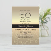 Elegant Goud 50e Verjaardag Kaart (Staand voorkant)