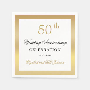 Elegant Goud 50ste Huwelijksjubileum Servet