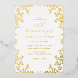 Elegant  Goud 50ste Jubileum Party Folie Uitnodiging