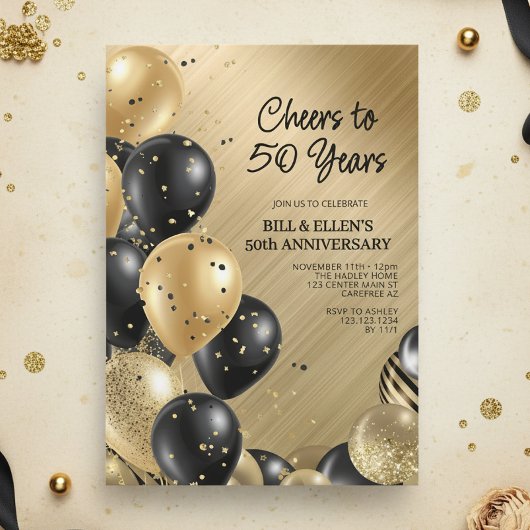 Elegant Goud 50ste Trouwjubileum Kaart