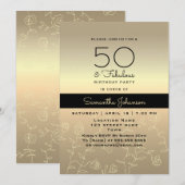 Elegant goud 50ste verjaardag kaart (Voorkant / Achterkant)