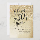 Elegant goud 50ste verjaardag kaart (Voorkant)