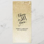 Elegant Goud 50ste Verjaardag Menu (Achterkant)