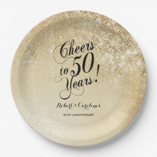 Elegant Goud 50ste Verjaardag Papieren Bordje