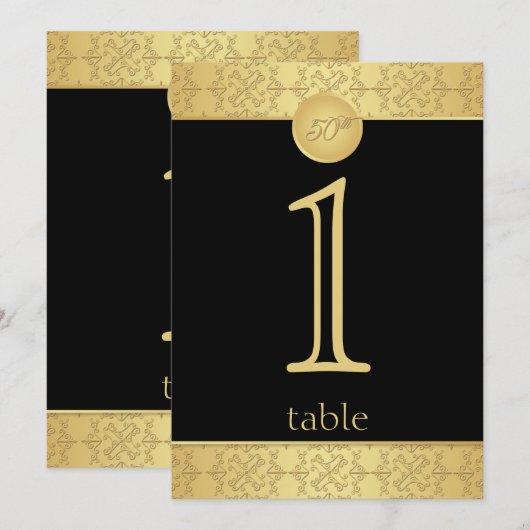 Elegant Goud 50ste Verjaardag Tafelnummer (Voorkant / Achterkant)