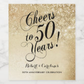 Elegant Goud 50ste Verjaardag Wijn Etiket (Enkel label)