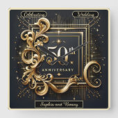 Elegant Goud: 50ste verjaardagsontwerp Vierkante Klok (Voorkant)