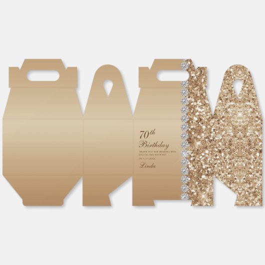 Elegant goud 70e verjaardag bedankdoosjes (Ongevouwen)