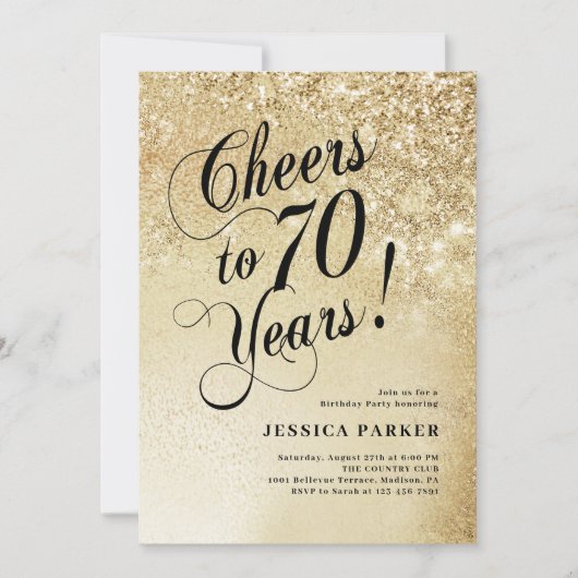 Elegant goud 70e verjaardag kaart (Voorkant)