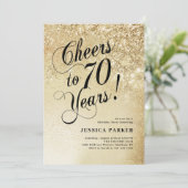 Elegant goud 70e verjaardag kaart (Staand voorkant)