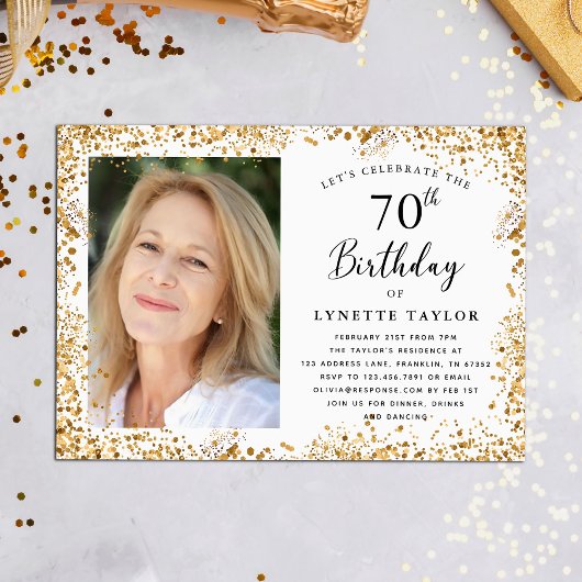 Elegant Goud 70e Verjaardag Kaart
