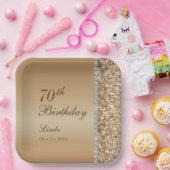 Elegant goud 70e verjaardag papieren bordje (Feest)