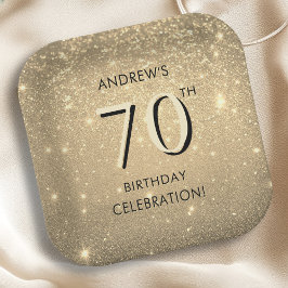 Elegant goud 70e verjaardag papieren bordje
