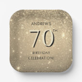 Elegant goud 70e verjaardag papieren bordje (Voorkant)
