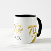 Elegant Goud 70e Verjaardag (Personaliseer) Vader Mok (Voorkant rechts)