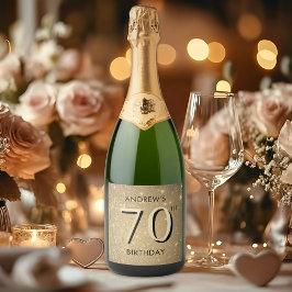 Elegant goud 70e verjaardag sparkling wijnetiket