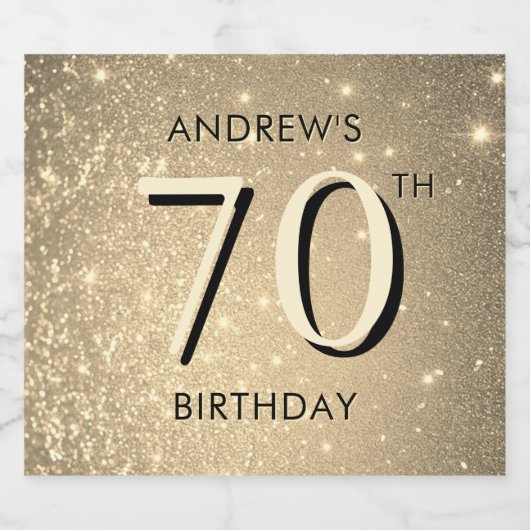 Elegant goud 70e verjaardag sparkling wijnetiket (Enkel label)