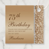 Elegant Goud 75e Verjaardag Bedankt Bedankjes Labels (Achterkant)