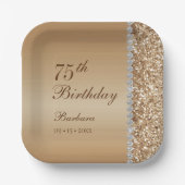 Elegant goud 75ste verjaardag papieren bordje (Voorkant)