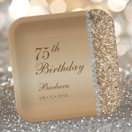 Elegant goud 75ste verjaardag papieren bordje