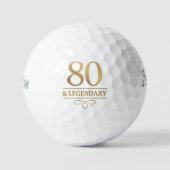Elegant goud 80e en legendarische verjaardag golfballen (Voorkant)