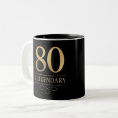 Elegant goud 80e en legendarische verjaardag tweekleurige koffiemok (Voorkant links)