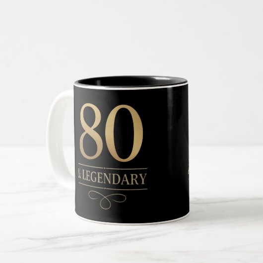 Elegant goud 80e en legendarische verjaardag tweekleurige koffiemok (Voorkant links)