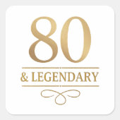 Elegant goud 80e en legendarische verjaardag vierkante sticker (Voorkant)