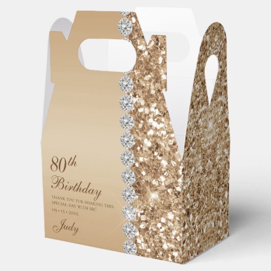 Elegant Goud 80e Verjaardag Bedankdoosjes (Geopend)
