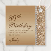 Elegant Goud 80e Verjaardag Bedankt Bedankjes Labels (Achterkant)