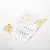 Elegant Goud 80e Verjaardag Folie Uitnodiging (Gedraaid)